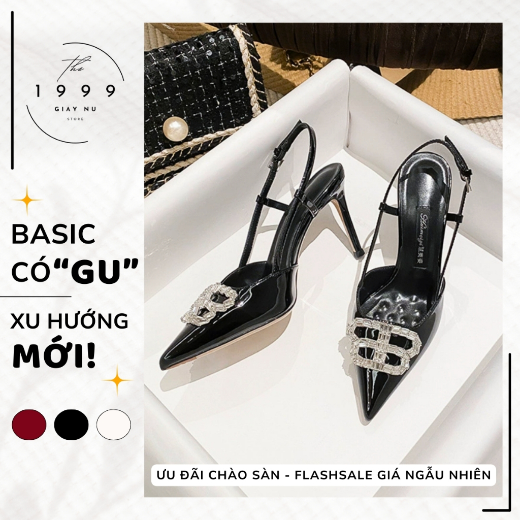 [SUMMER DEAL] 9P pointed toe high heels, BB stone-embellished sandals with back straps, photo-standard form, flattering 2025 fashion - HH11