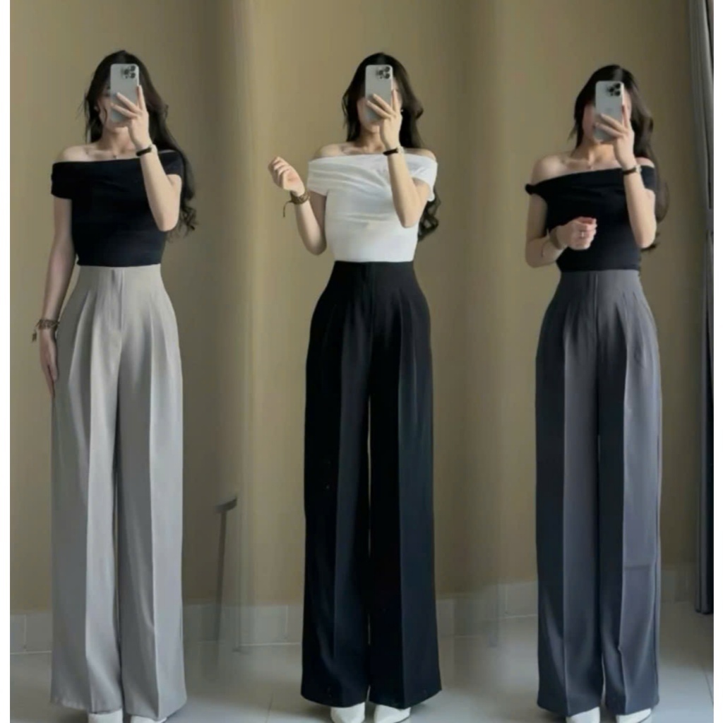 Seamless Straight-Leg Trousers, Soft Japanese Gold, High Waist, Side Buckle, Waist Flattering, Flattering