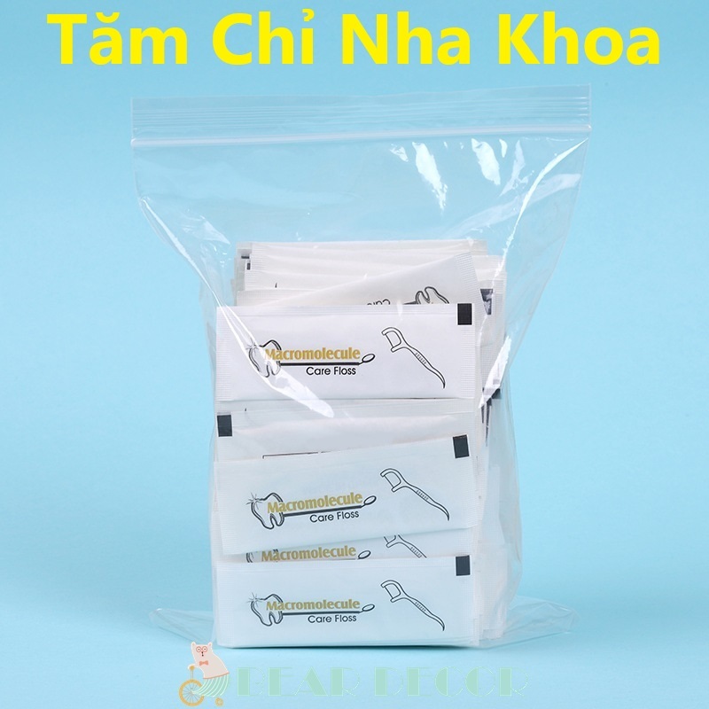 Bag of 100 Dental Floss Toothpicks with Covers for Restaurants, Hotels, and Travels - Good Quality with Yellow Letters