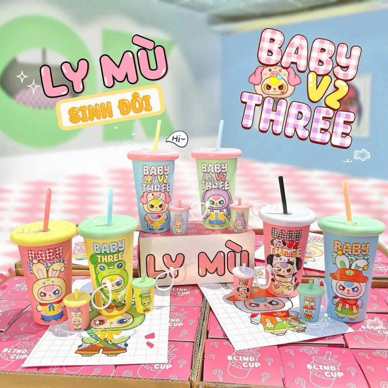 [BLIND CUP BUY 1 GET 2] BLINDCUP BABY THREE - RANDOM BLIND BAG - NOMMI PLASTIC CUP WITH FREE KEYCHAIN
