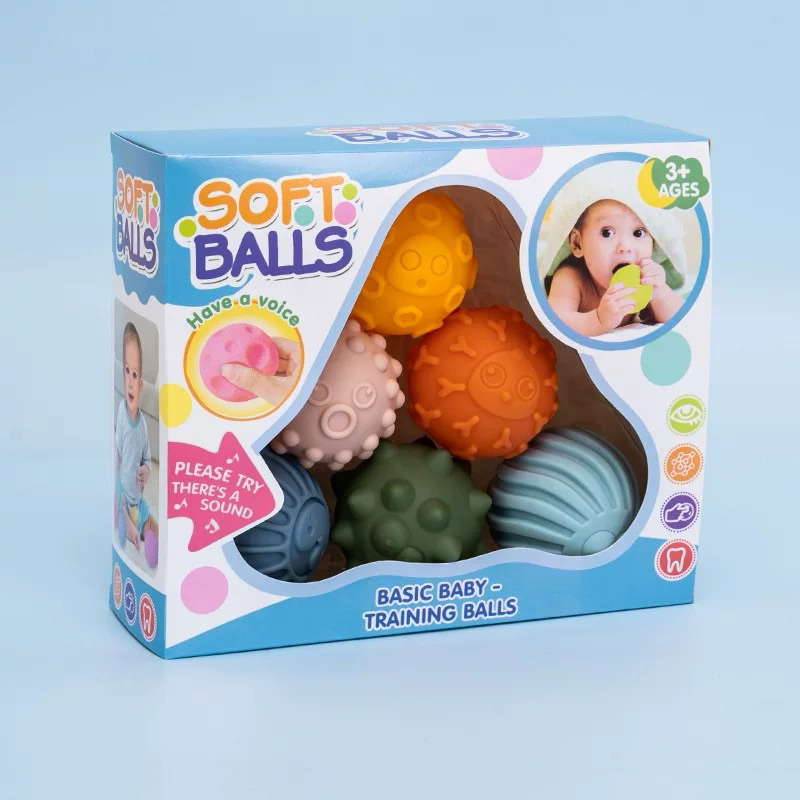 Multi-sensory tactile ball toy helps babies develop grasping, soft sensory toy for newborn babies to develop their senses