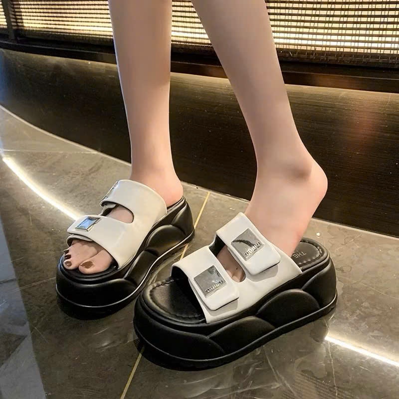 [ NEW DEAL ] Women's sandals with 2 puffy straps and high soles LDO2 3 fashionable colors