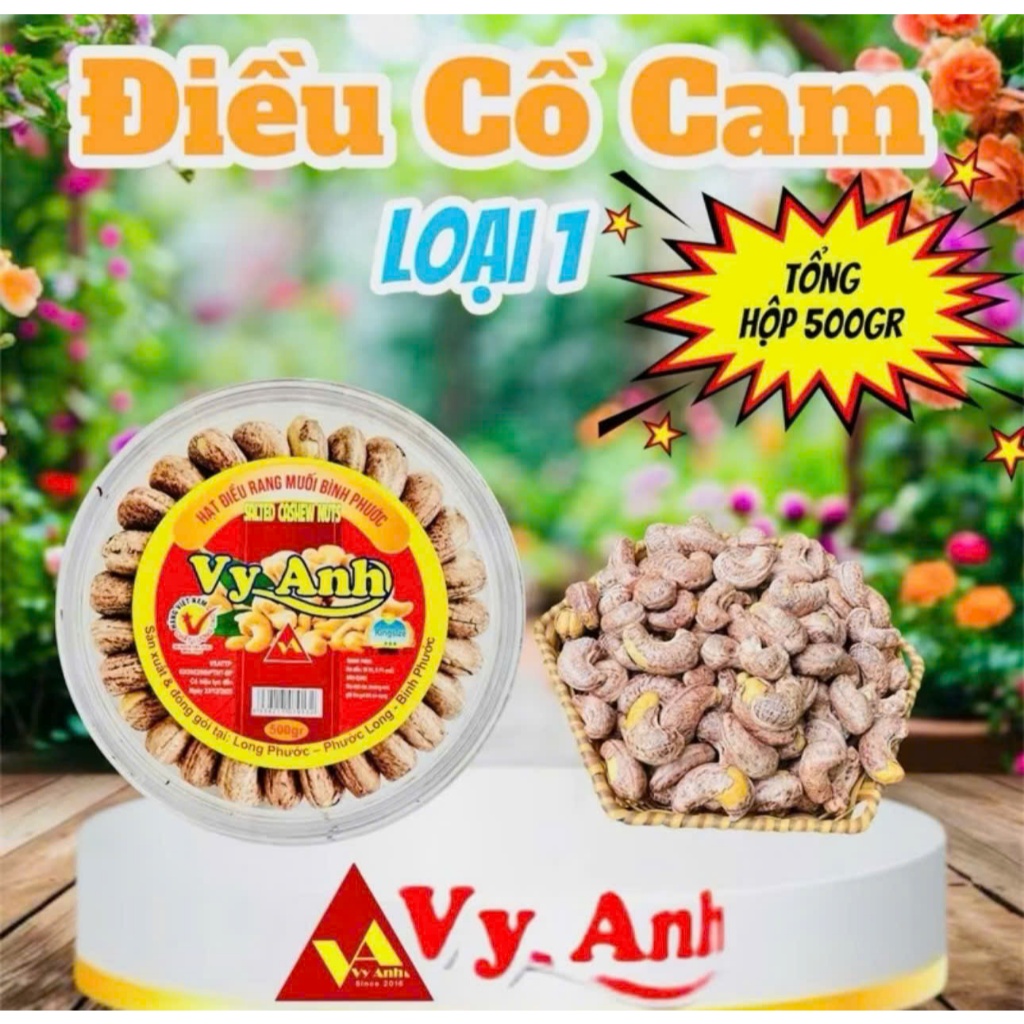 500gr SALT-ROASTED ORANGE CASHEWS TYPE 1 VY ANH - SIZE 385 SEEDS FROM VY ANH CRISPY, NUTRITIONAL