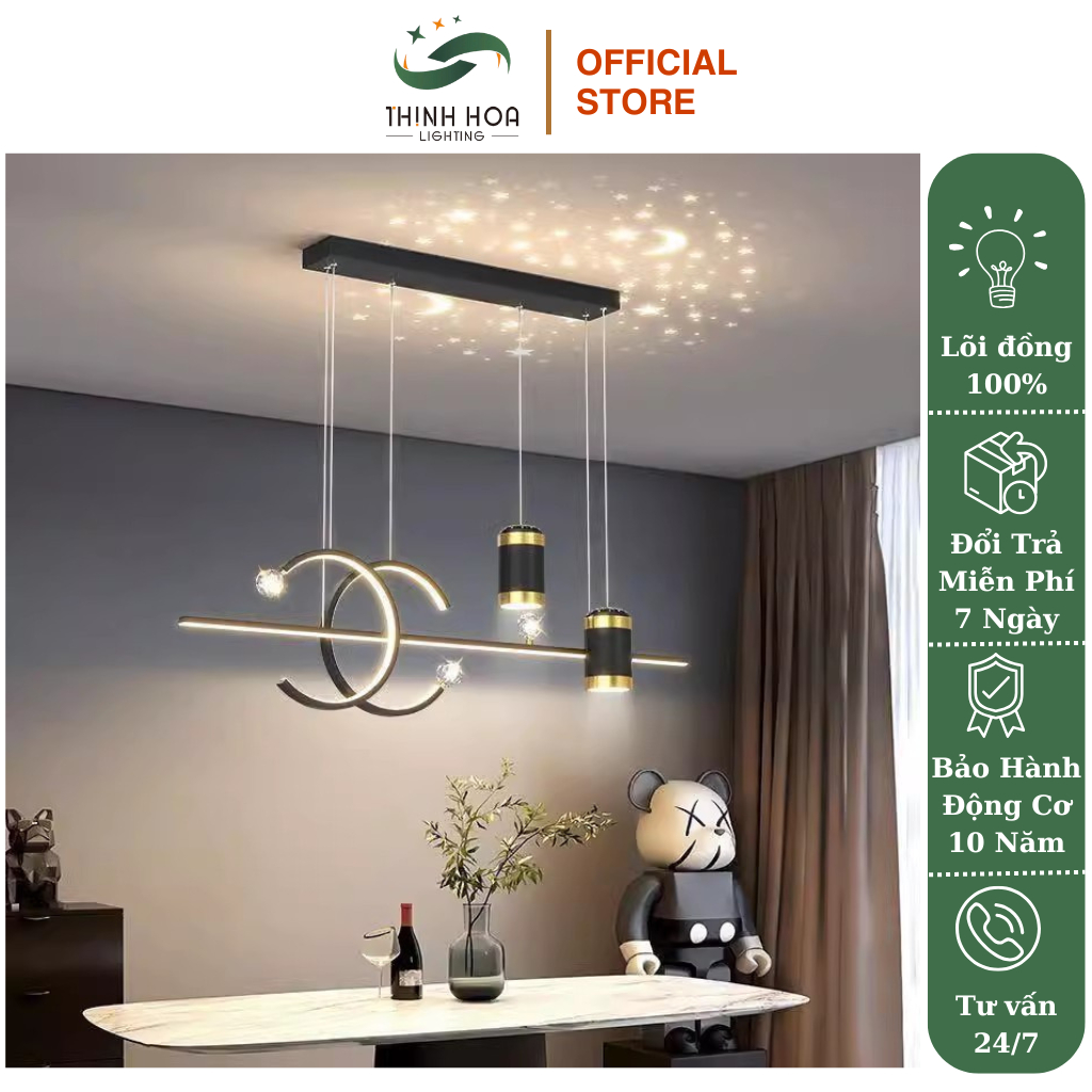 Chanel Thinh Hoa Ceiling Lamp, Dining Table Pendant Lamp, Cafe Decoration Lamp, Length 1m, 3-Color Bulb
