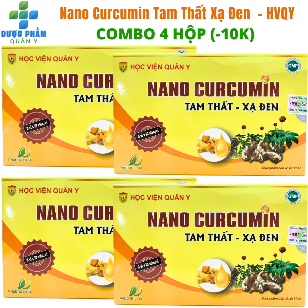 4 Boxes of Nano Curcumin Tam That Xa Den Military Medical Academy, Genuine, Latest Date 2028, Box of 30 Tablets