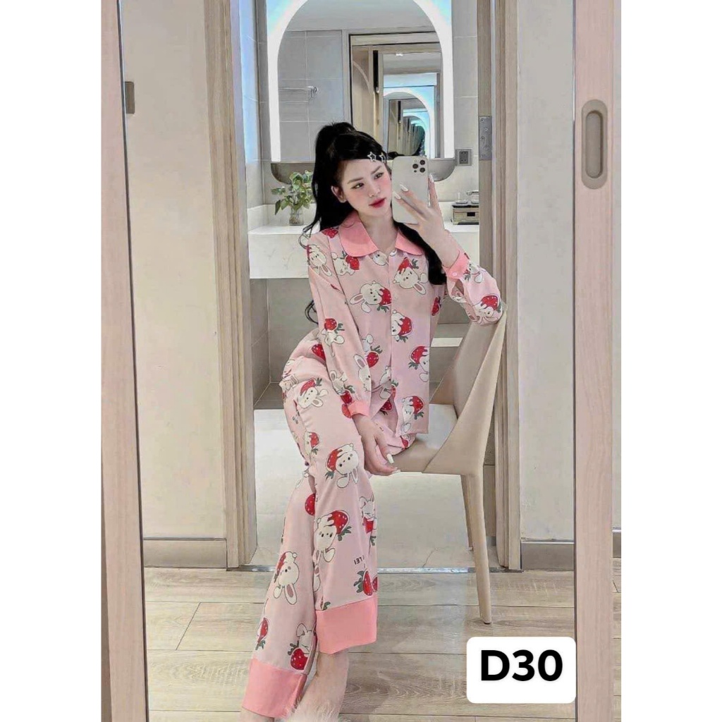 Women's pajamas Set, pajamas, ao dai, long pants, size 40-59kg, cute Thai kate material-xuongmaypijamachucanh