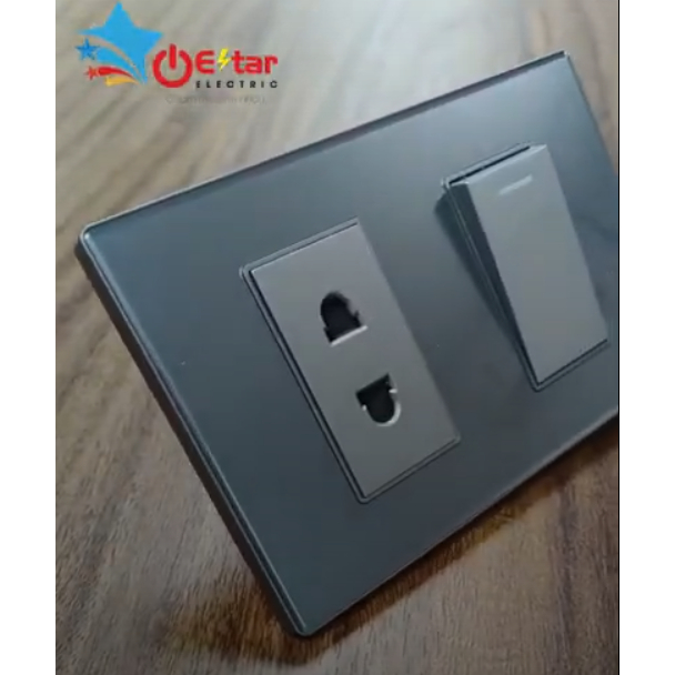More sturdy than Panasonic - Single WIDE socket in Metallic Black, 1,2,3 sides with high quality gray glass
