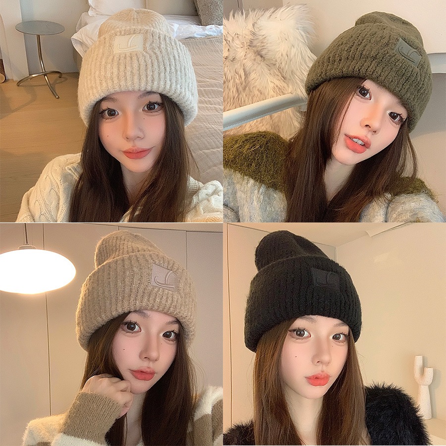 LAGU unisex Korean women's wool hat bucket ulzzang fleece beautiful winter fashion in all colors white, brown, beige, black