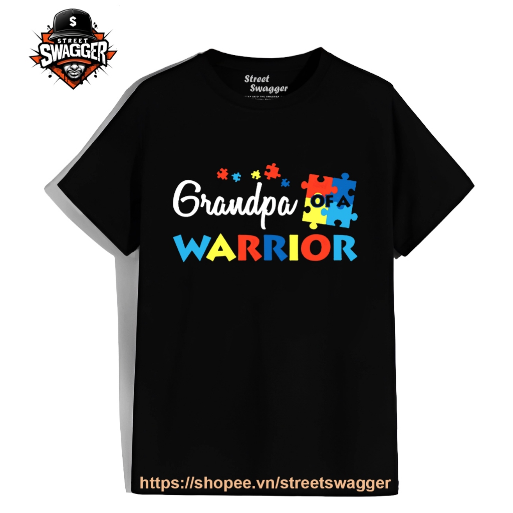 Unisex American Made T-Shirt Grandpa of A Warrior Autism Awareness FA Products