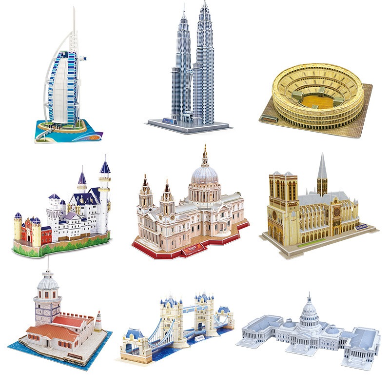 World Famous 3D Puzzle Paper Assembly Toy Set