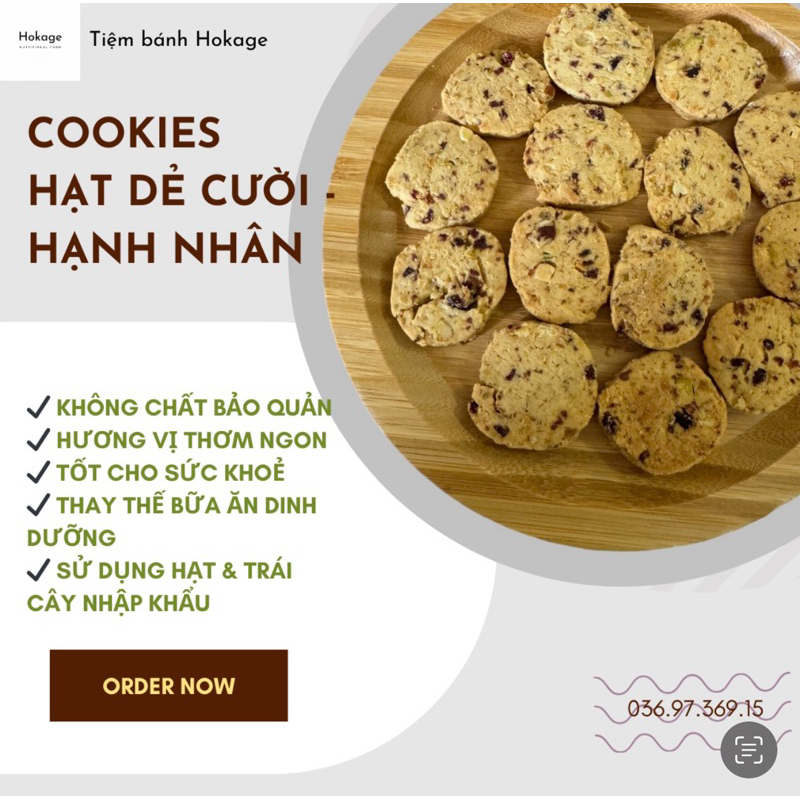 Hokage Almond Pistachio COOKIES - Eatclean COOKIES, Zip Bag 50G-250G