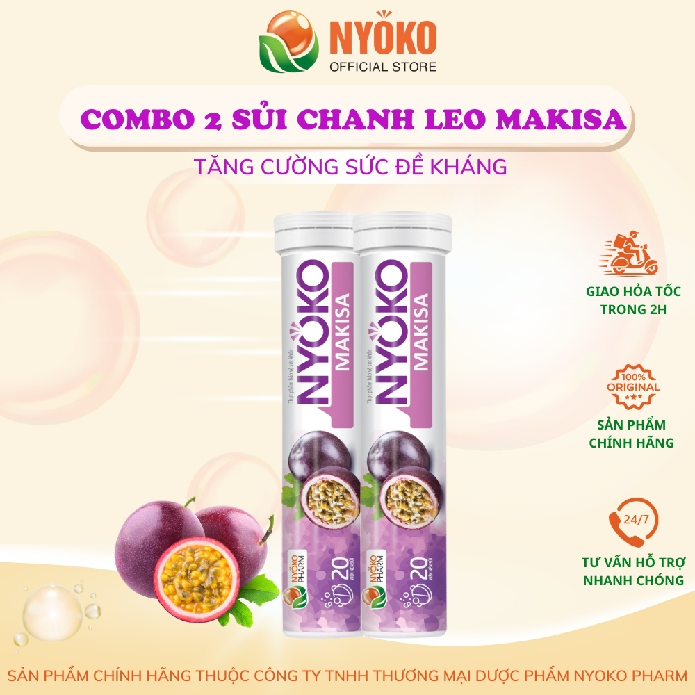 2 tubes of effervescent vitamins and passion fruit to increase the body's resistance with passion fruit flavor, bottle of 20 NYOKO tablets