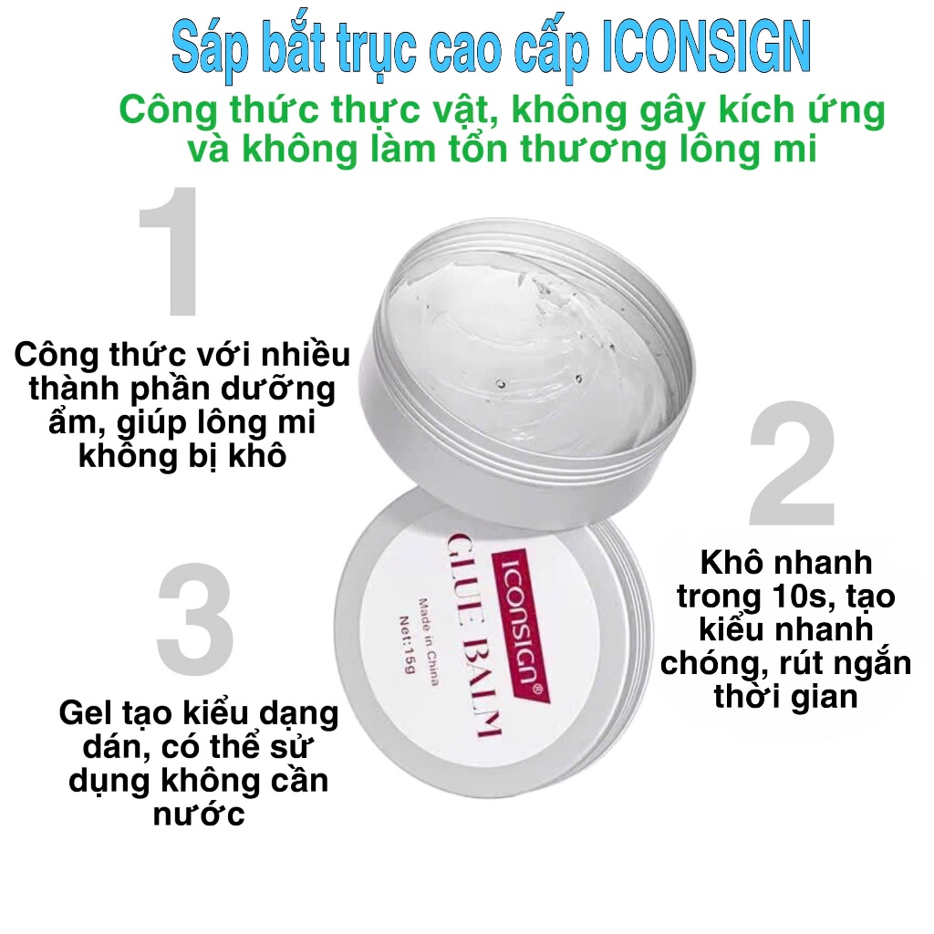 ICONSIGN premium wax for curling eyelashes and shaping eyebrows, dries quickly in 10 seconds and does not cause irritation