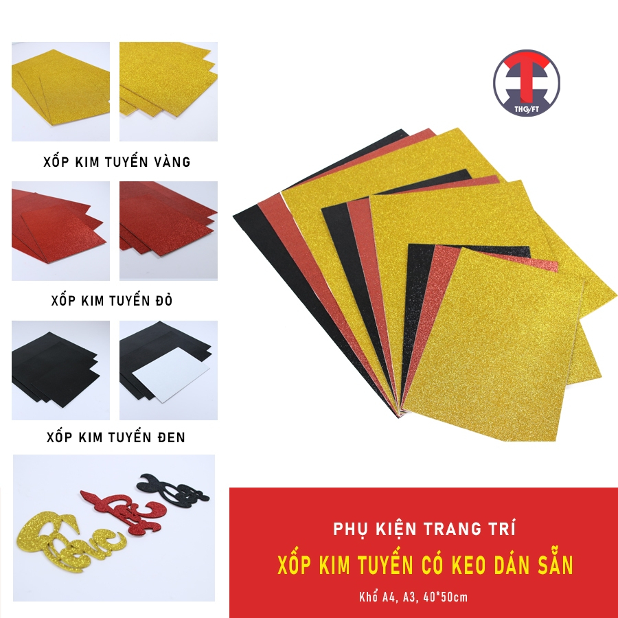Adhesive glitter foam, a sheet cut with Calligraphy letters and decorative shapes CNY [Decorative decoration CNY]