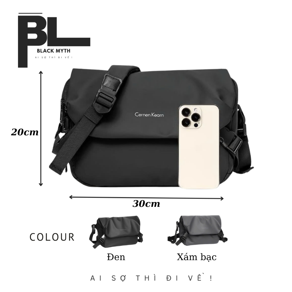 Crossbody bag, chest bag, waterproof leather, super wide compartment, waterproof, dustproof, with Blackmyth shoulder pads.