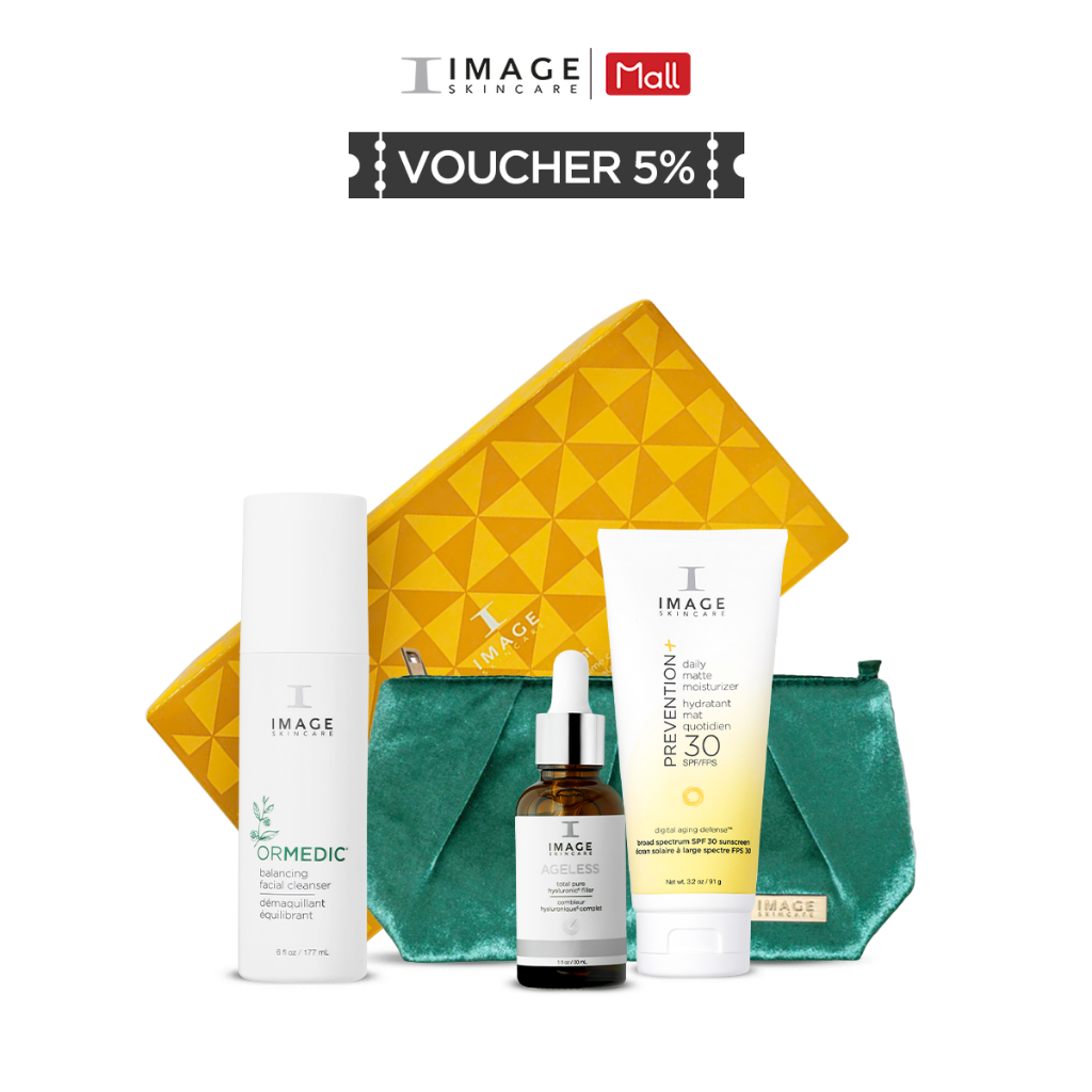 Skin cleansing and smoothing product set - IMAGE Skincare BRIGHT & BRILLIANT HOLIDAY BOX