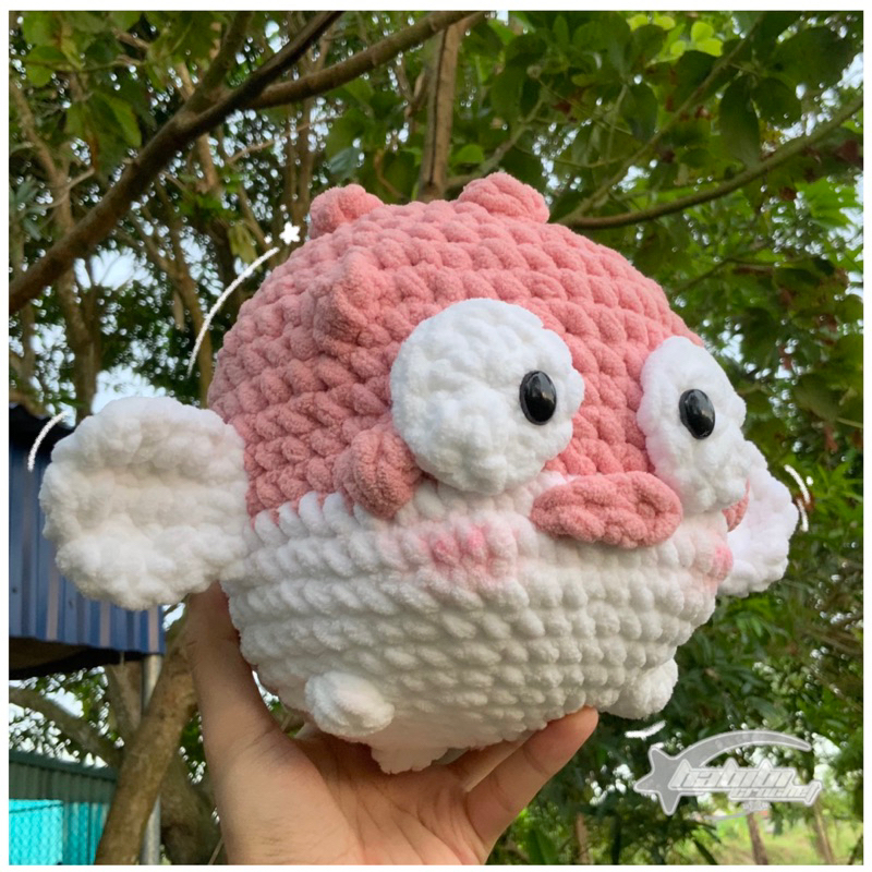 TRI Cute lifeless Puffer Fish, soft velvet wool