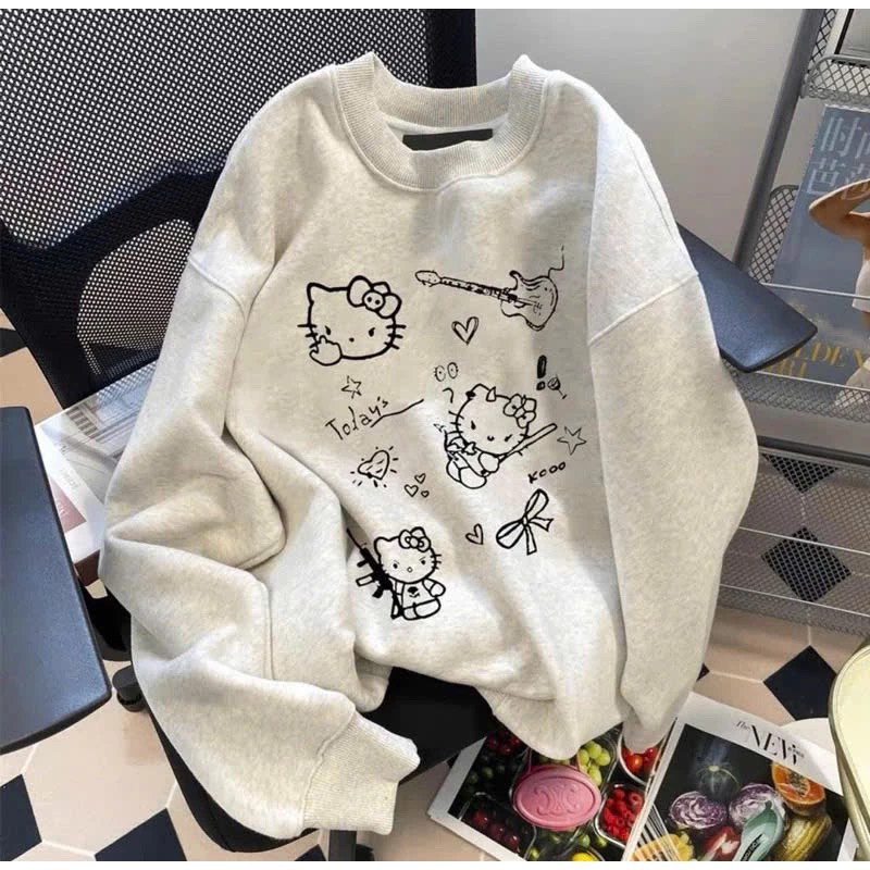 Cute and adorable gray cat sweatshirt with super warm felt
