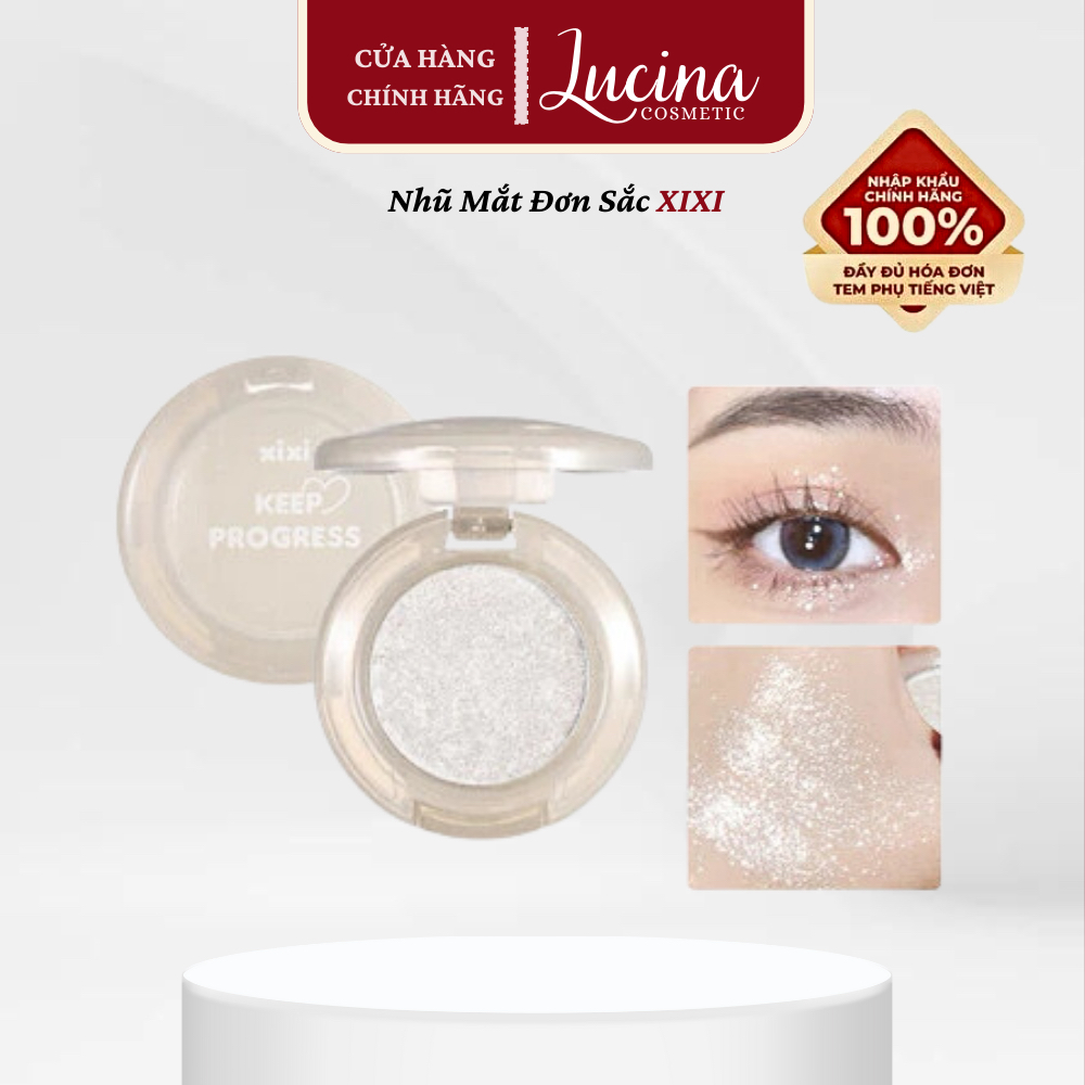 XIXI Monochrome Eyeshadow, Glitter Highlight Eyeshadow with Outstanding Colors, Long Lasting, Waterproof