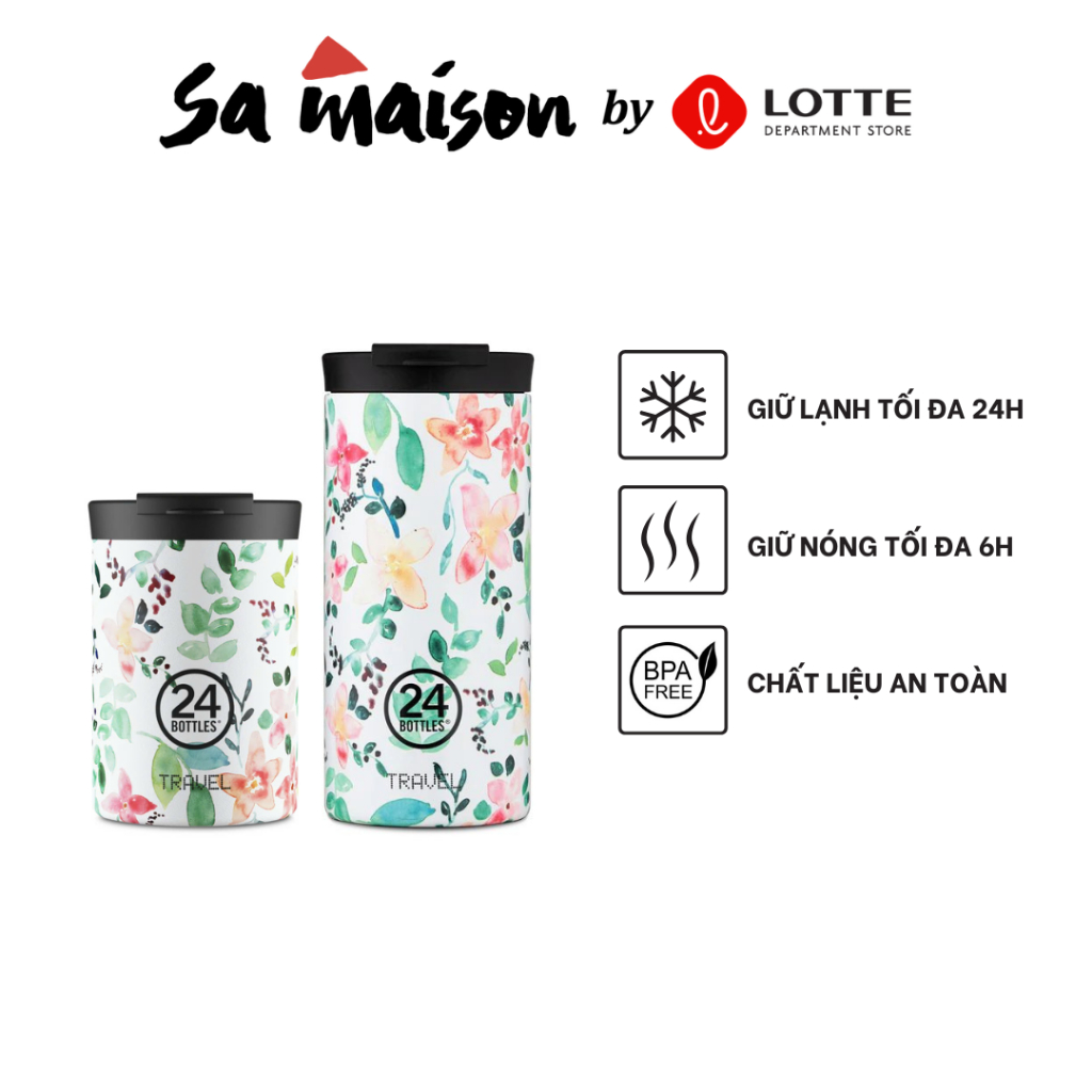 Travel Tumbler 24Bottles thermos with Little buds pattern, stainless steel