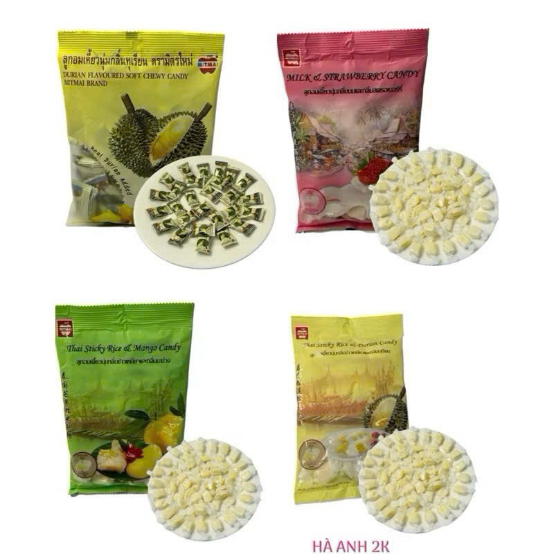 Mitmai Thai marshmallows 114g Durian, milk strawberry, mango sticky rice, durian sticky rice