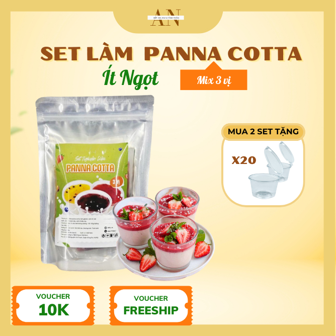 Panna Cotta cake making set mixed with passion fruit, strawberry, mango flavors - small set of 20 jars, large set of 40 jars - AN KITCHEN