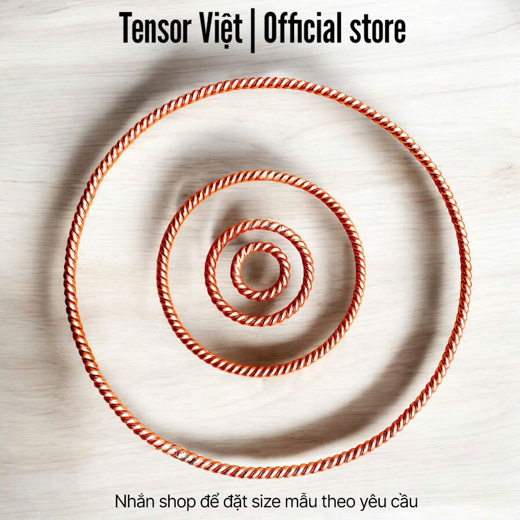 (Pham Trang Tensor Viet) Energy tensor rings set from red copper to prevent radiation, stabilize mental emotions