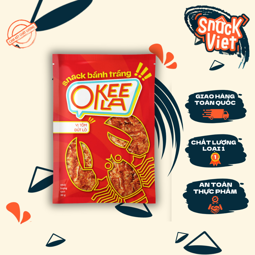 OKEELA Rice Paper Snack Oven-Baked Shrimp Flavor - 30g Bag of Cheap Snacks