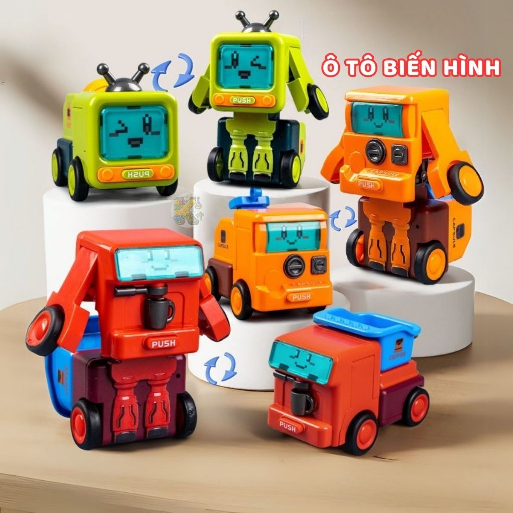 MINHMINHTOYS toy car, wind-up robot transformation when colliding, excavator, abs plastic dump truck, beautiful colors