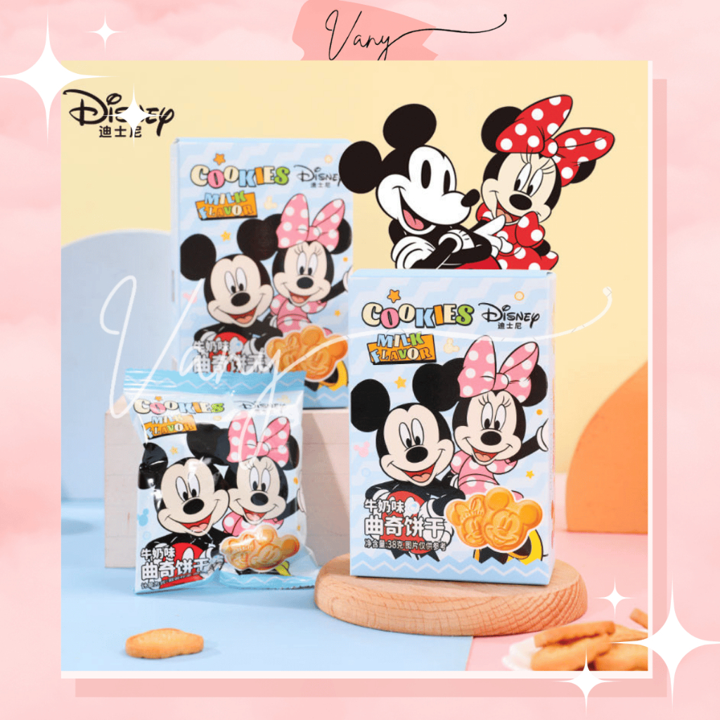 Disney Mickey Mouse Minnie Mouse Cookie Box Pink Blue Mickey Head Shape Box 38gr