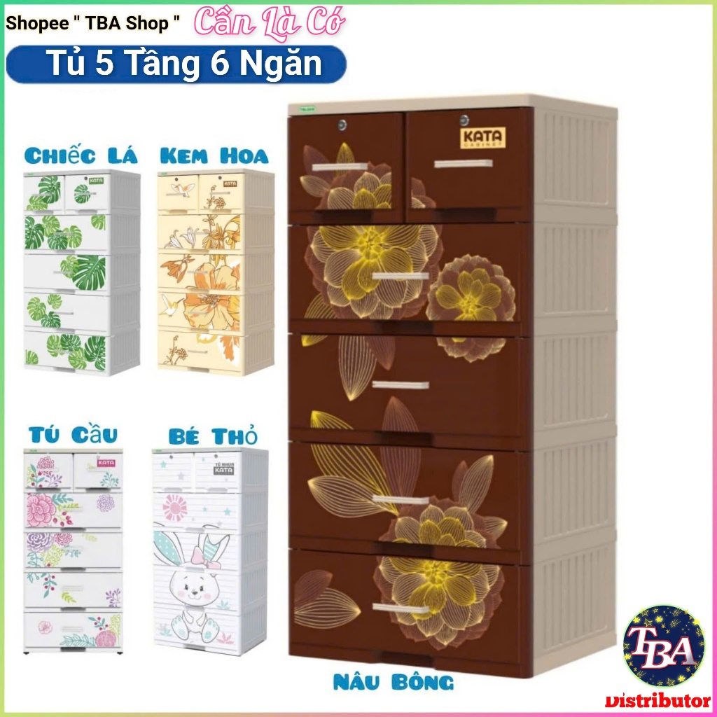 TBA SHOP KATA Plastic Cabinet 5 Tiers - 6 Drawers (Designed by Duy Tan Plastic)