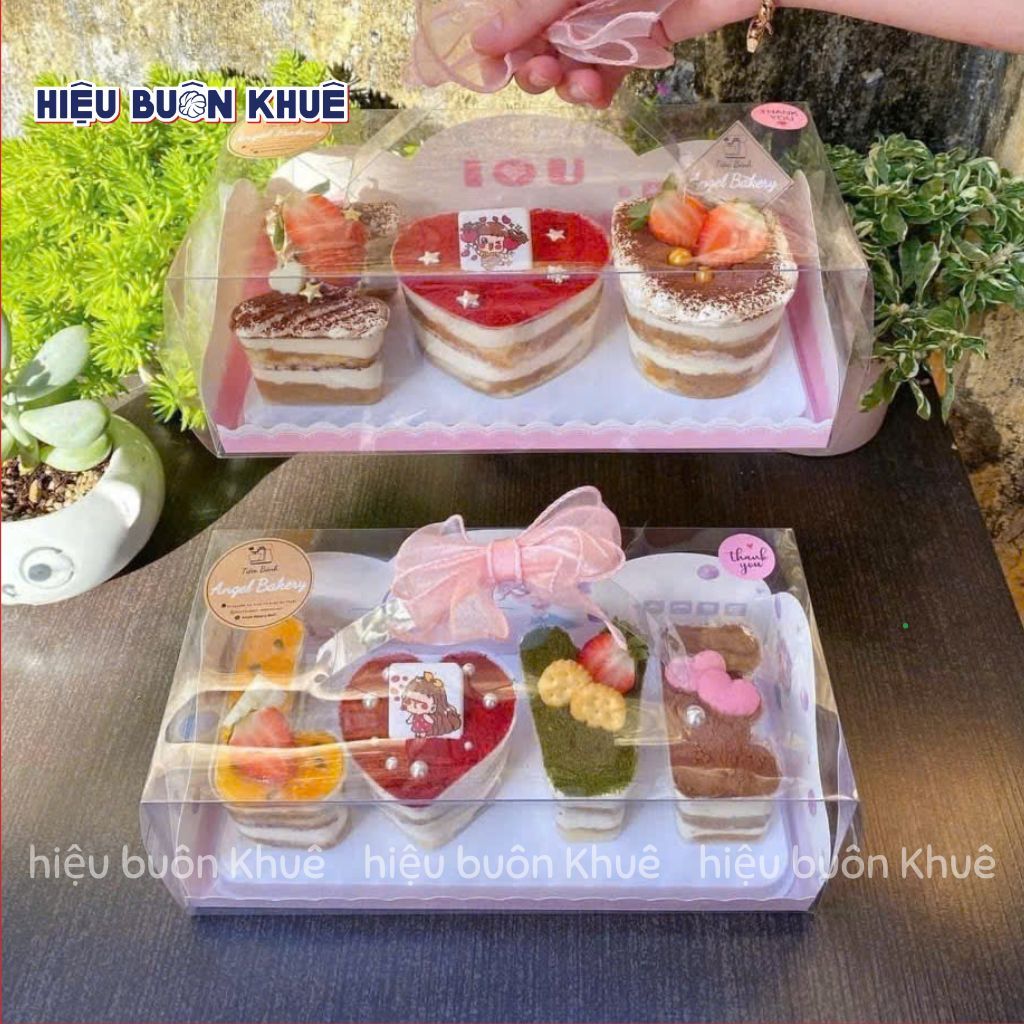 10 Mica Boxes with Handles with the Word LOVE or I U for Cold Cakes, as a Gift Set Gift Box Kotak Hadiah