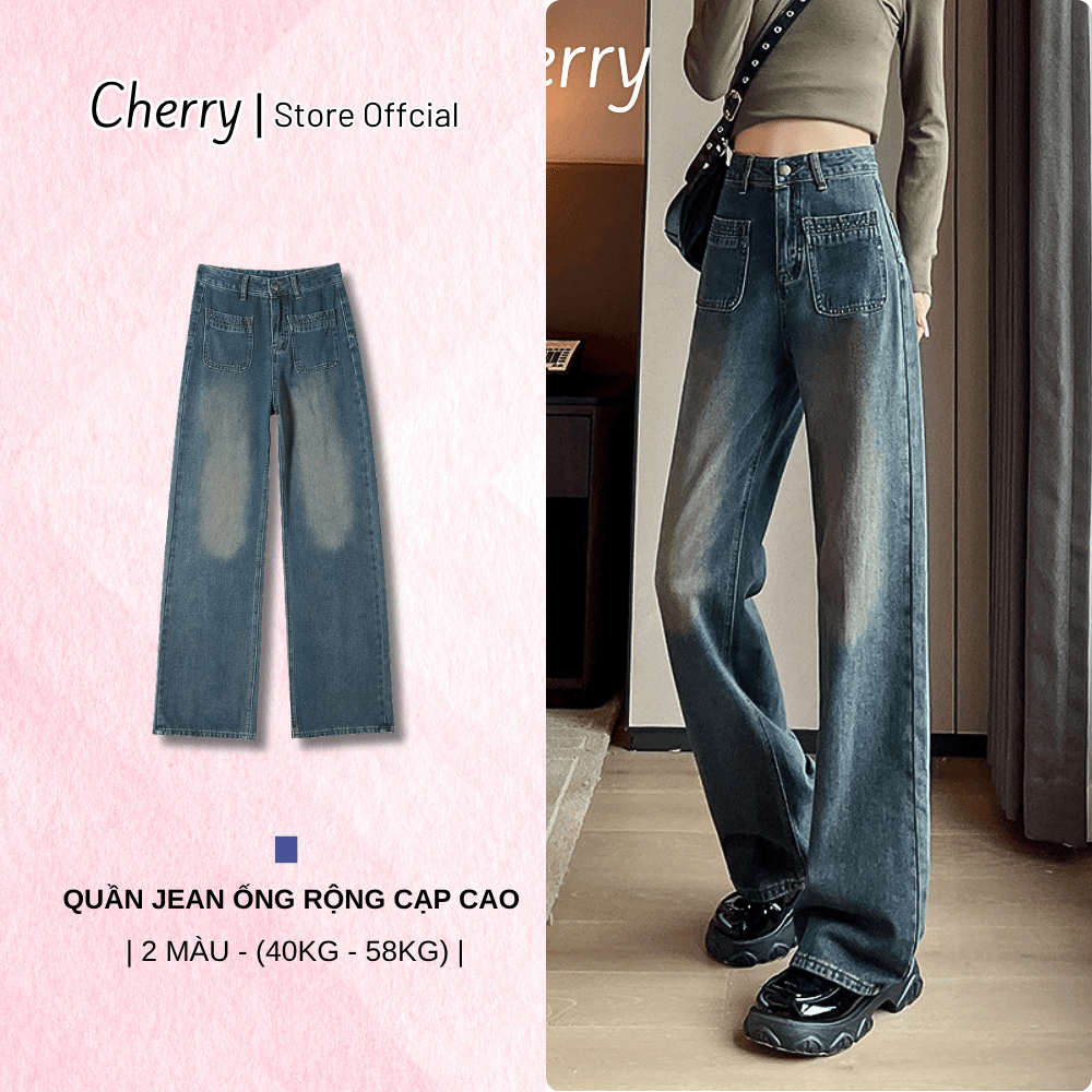 CHERRY women's wide-leg jeans in high-waisted denim, beautiful thick shape T137
