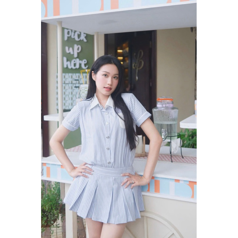 JumpSuit dress, plaid shirt dress, short pleated dress, elegant lady - QuynhTrangBasic JumpSuit Woman