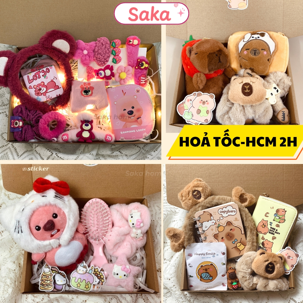 Birthday Gift Set - Capybara Gift Box/ Pink Brown Strawberry Bear Girlfriend/ Female/ Lover/ Best Friend...Saka C02