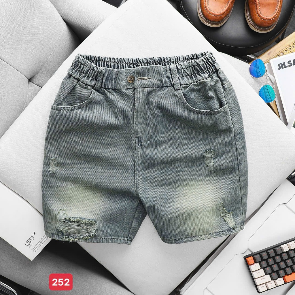 Men's blue jean shorts with ripped elastic waistband, youthful and comfortable T-fashion 24h Ms252