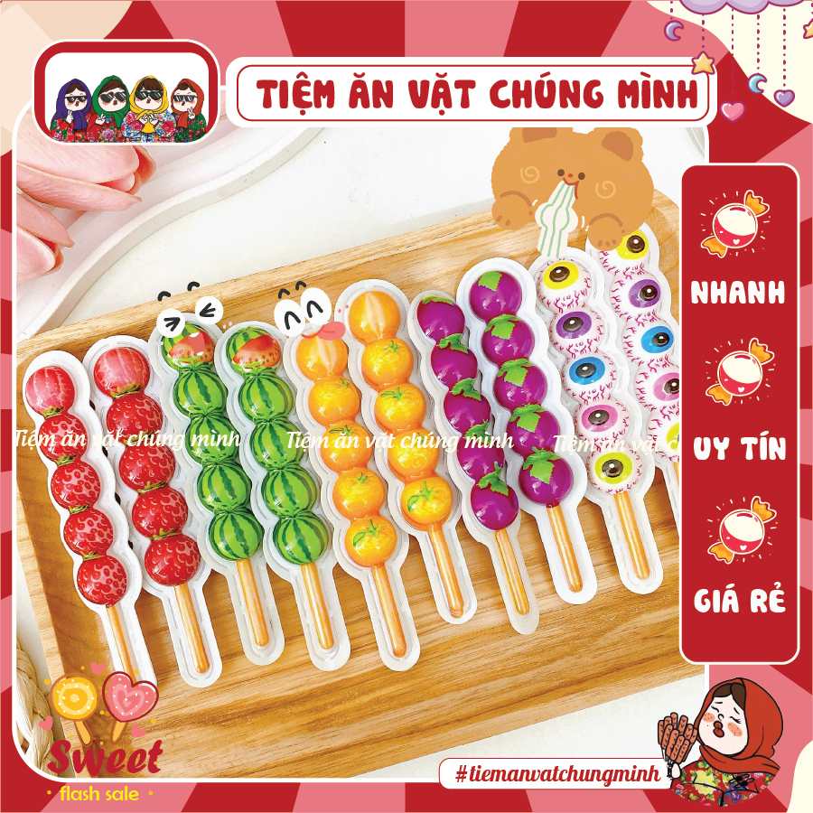 [10 PCS] Mixed fruit-flavored gourd skewers, domestic fruit marshmallows, snacks