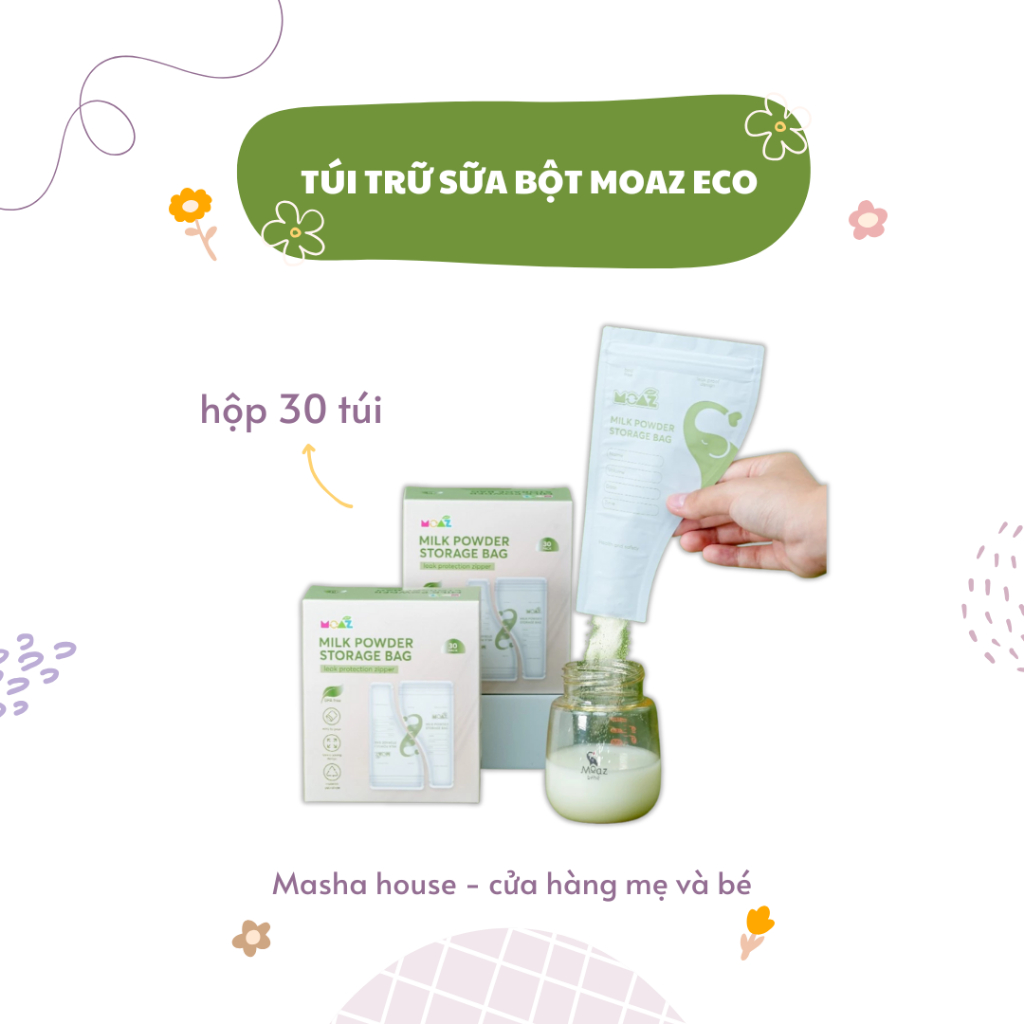 Moaz Eco Powdered Milk Storage Bags, Box of 30 bags