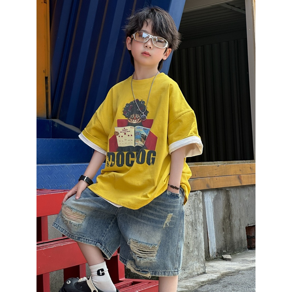 Boy's T-shirt printed with Korean fashion style summer 2025 - A1101