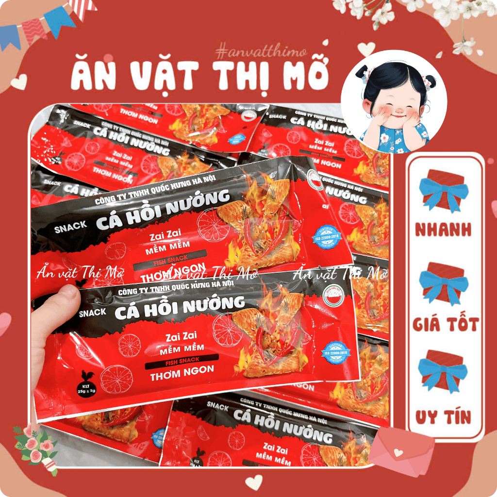 (COMBO 5 PACK) Red Watermelon Brand Spicy Grilled Salmon Snack (26gr pack)