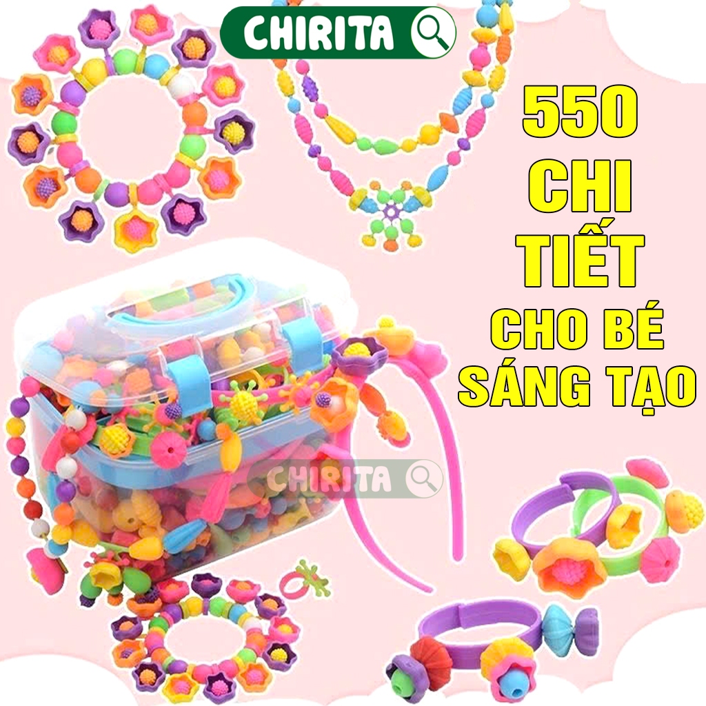 550-piece Beaded Jewelry Assembling Toy - Chirita Bracelet Toy for Girls to Make Chirita Bracelets and Necklaces