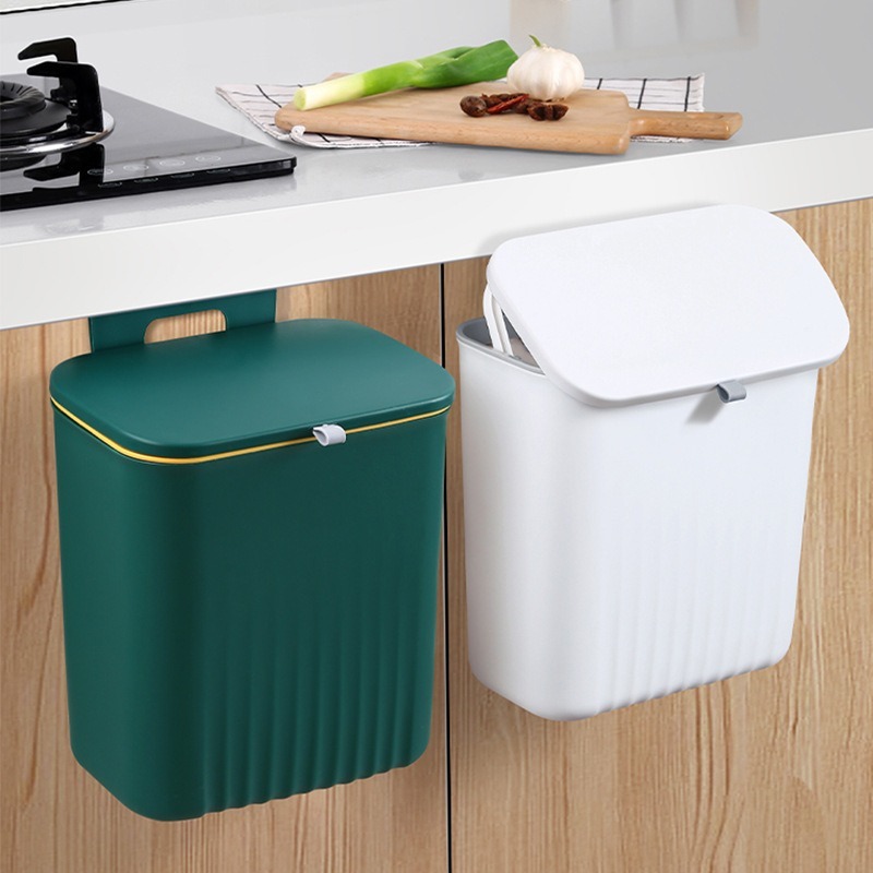 Kitchen cabinet hanging trash can with smart lid, wall mounted, toilet trash can avoid…