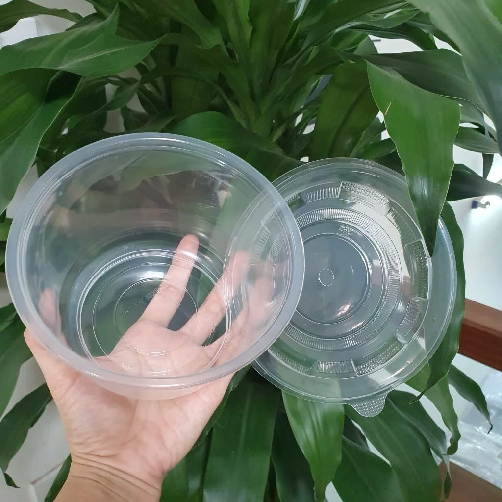 Set of 50 disposable 1000ml bowls for vermicelli, pho, porridge with lids.