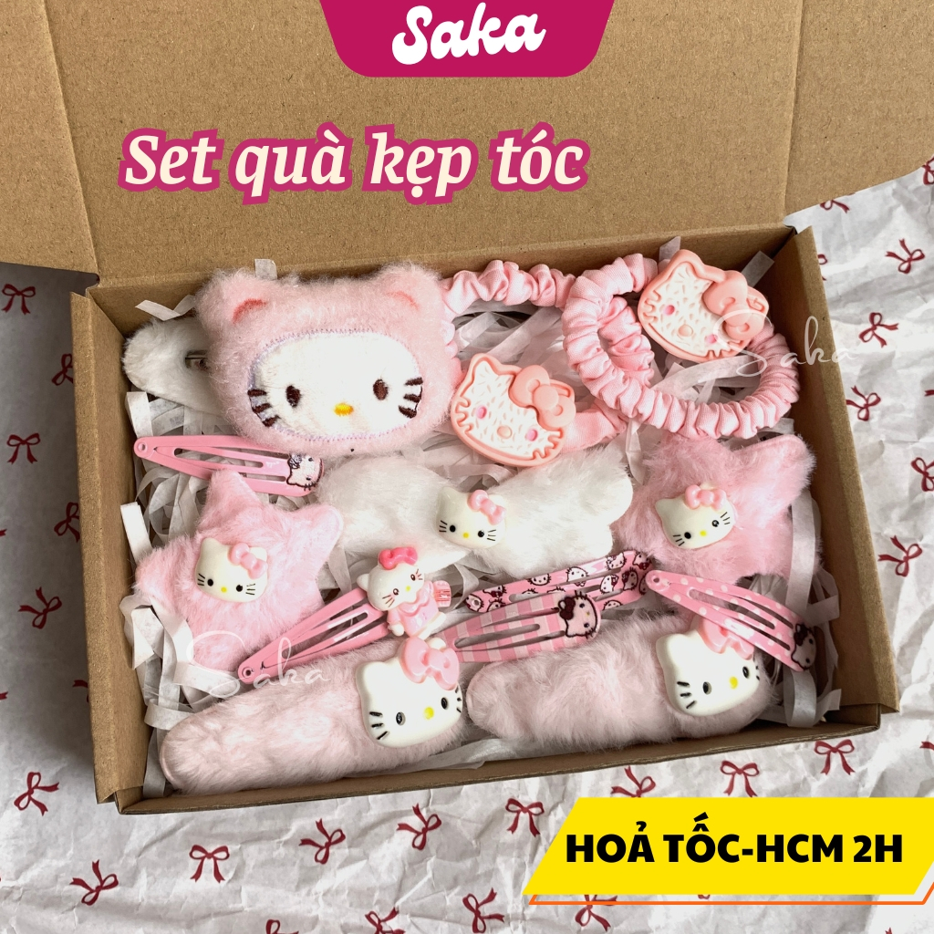 Hottrend Saka Pink Hello Kitty Hair Clip/Hair Tie Gift Set