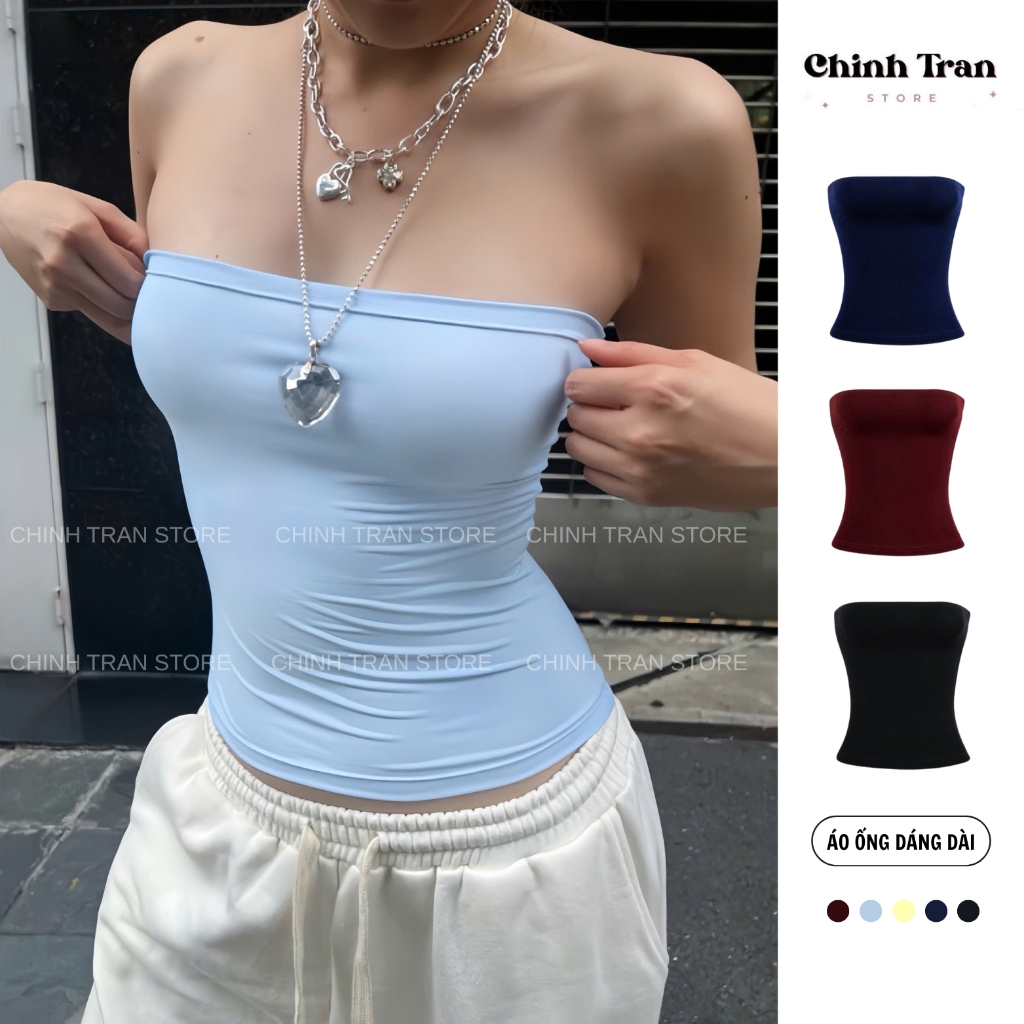 Basic Bodycon Plain Tube Top in Many Colors Made of Thin, Cool Cotton - Chinh Tran Store