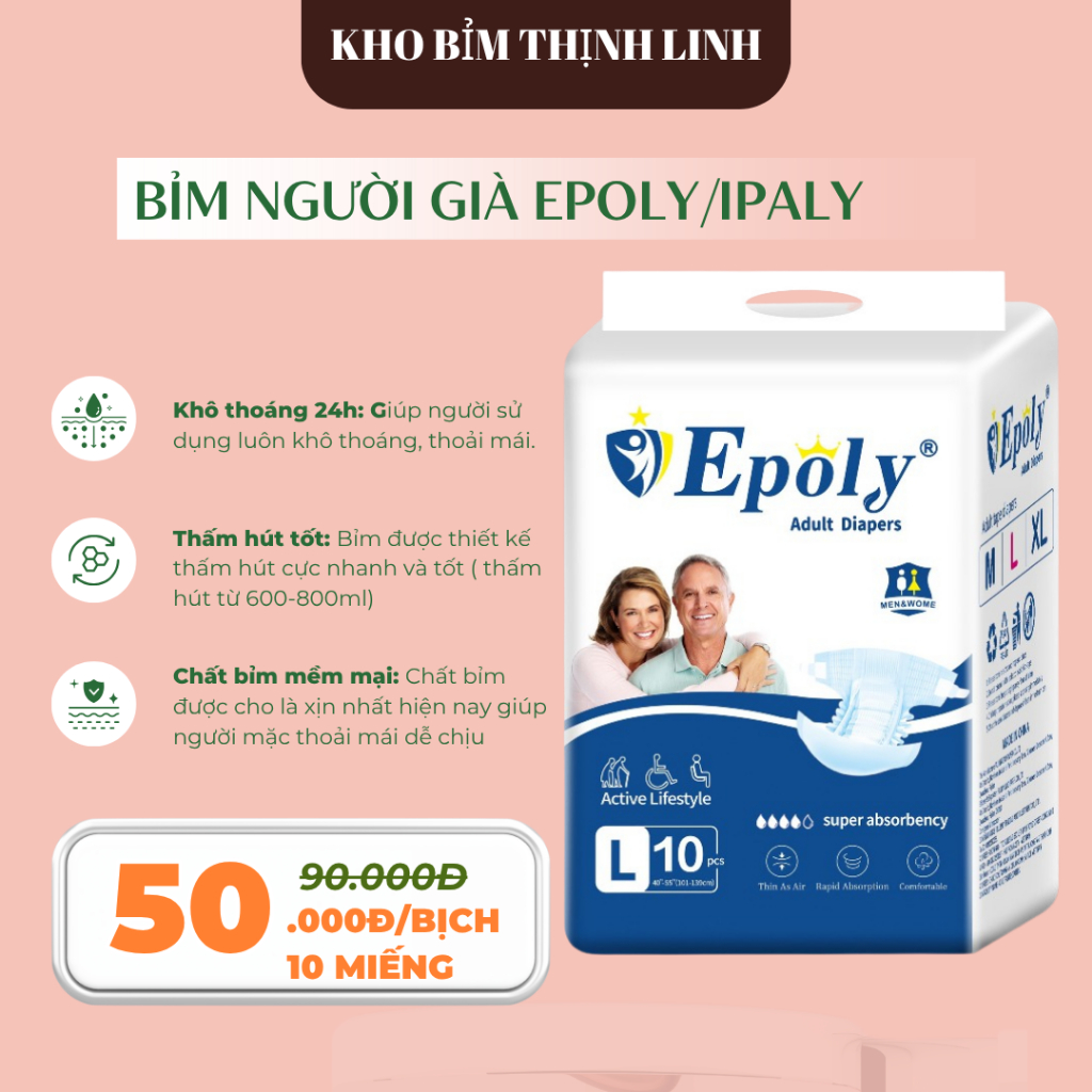 COMBO 100 pieces of EPOLY/ADALY Diapers/Diapers for the elderly, cheap quality, good absorbency, size M/L/XL