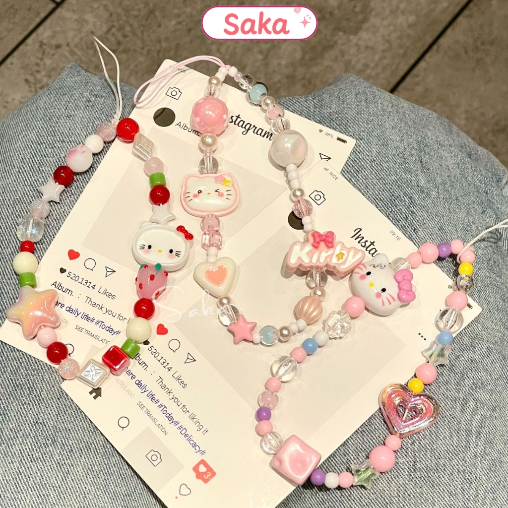 Cute Pink Hello Kitty Phone Strap Genuine Solid Strap Saka
