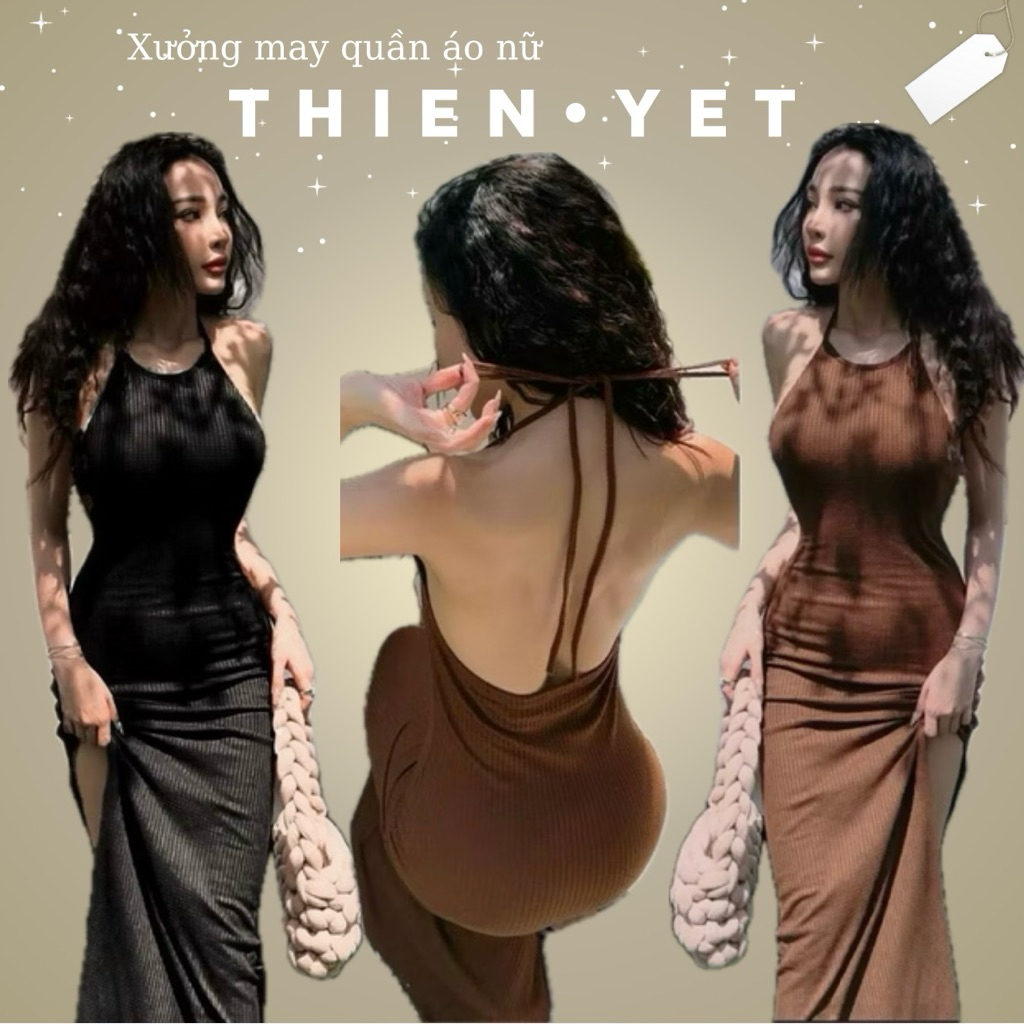 QT -HN Slit Bodycon Dress (with foam) super beautiful long backless dress, flattering sexy female figure - Thien Yet