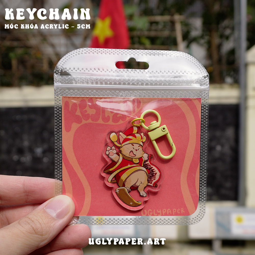 CAT KEYCHAIN - Lucky Cat KEYCHAIN - 5cm Acrylic KEYCHAIN - Artwork by Uglypaper.