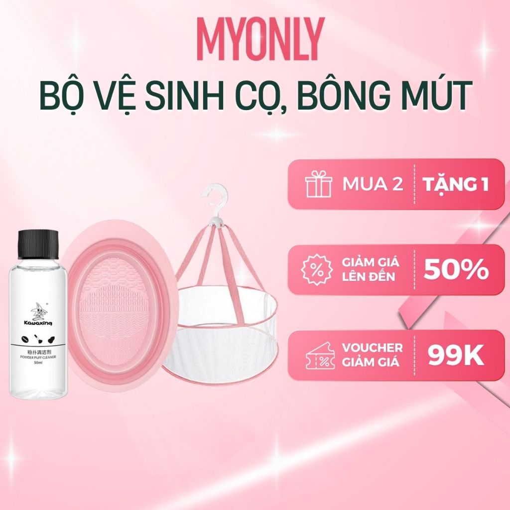 Convenient Myonly Set of Three Makeup Brush and Sponge Washing Tools Includes Washing Mat, Washing Solution and Brush Drying Net
